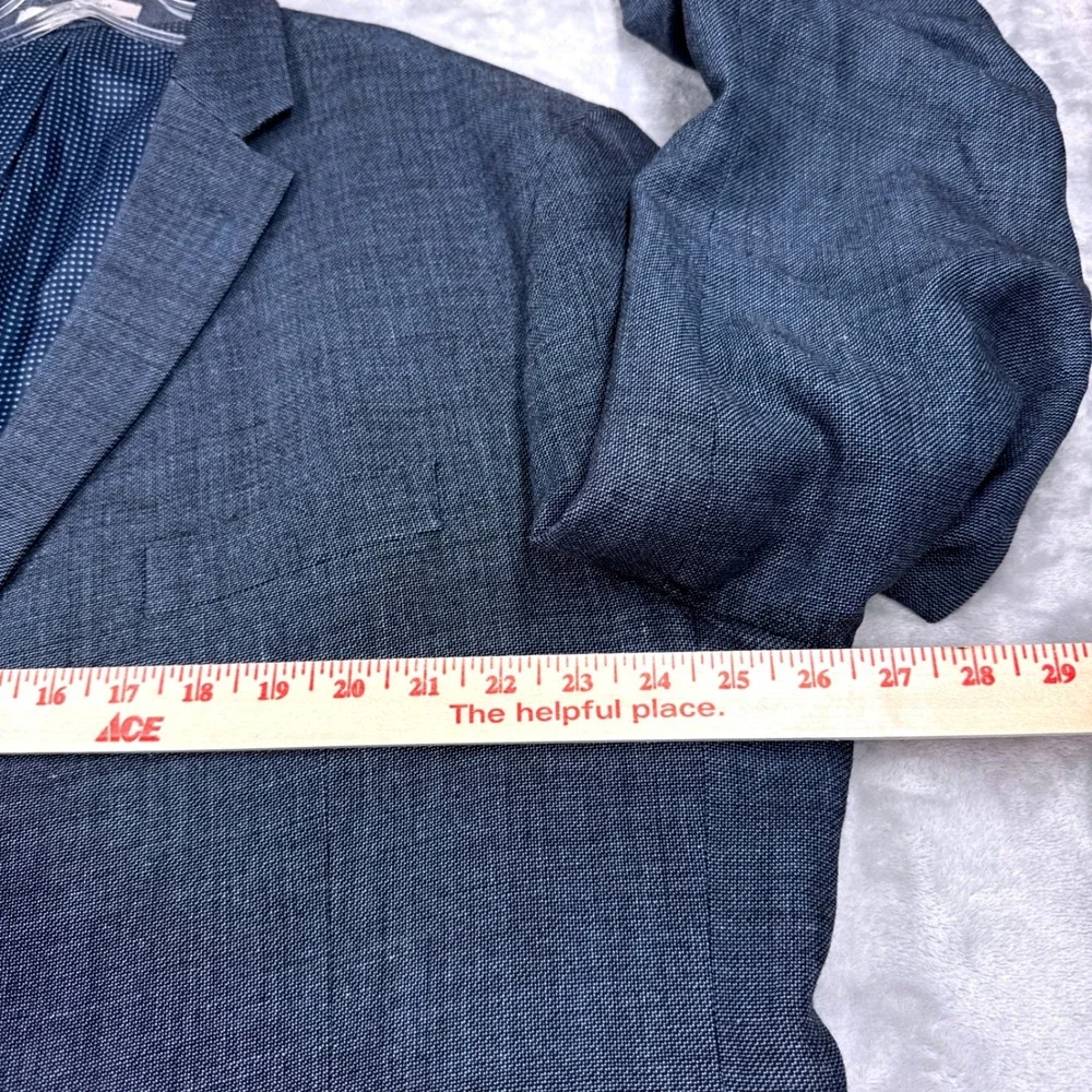 JOSEPH ABBOUD Tailored Fit Blazer Mens 52R Blue Linen Wool Hopsack Sport Coat